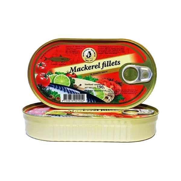 Brivais Vilnis Fillets Mackerel in Tomato Sauce (EO) (70) 1x190g