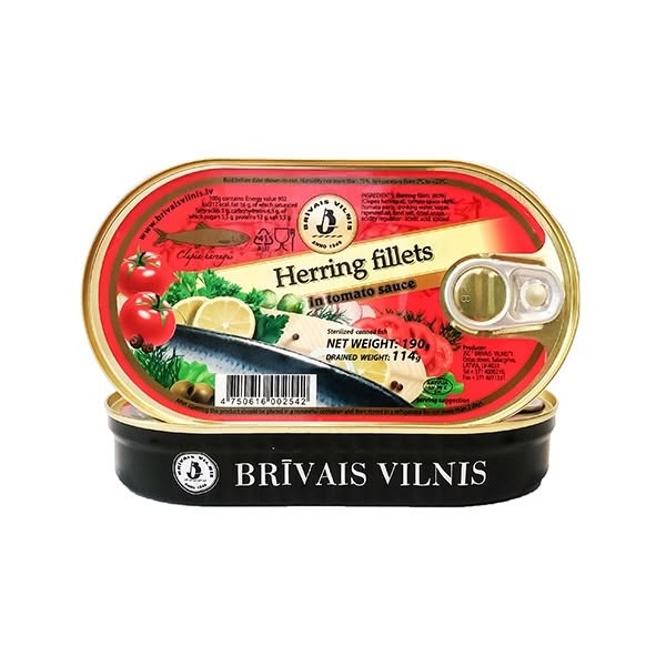Brivais Vilnis Fillets Herring in Tomato Sauce (EO) (70) 1x190g
