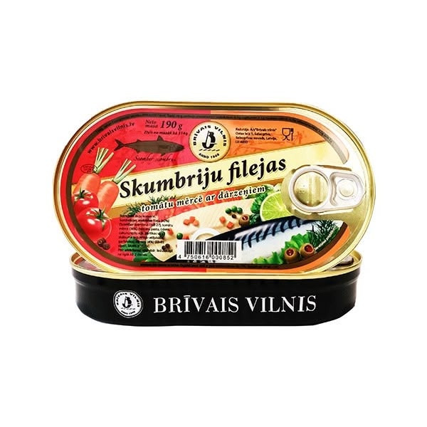 Brivais Vilnis Fillets Mackerel in Tomato Sauce with Vegetables (EO) (70) 1x190g
