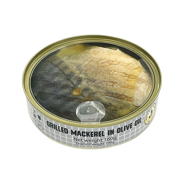 Brivais Vilnis Grilled Mackerel Fillet in olive oil  Transparent lid 1x160g (40)