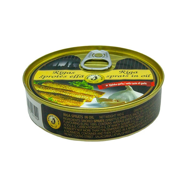 Brivais Vilnis Smoked Riga Sprats in oil with taste of Garlic (EO) (36) 1x160g