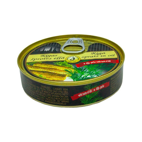 Brivais Vilnis Smoked Riga Sprats in oil with taste of Dill (EO) (36) 1x160g