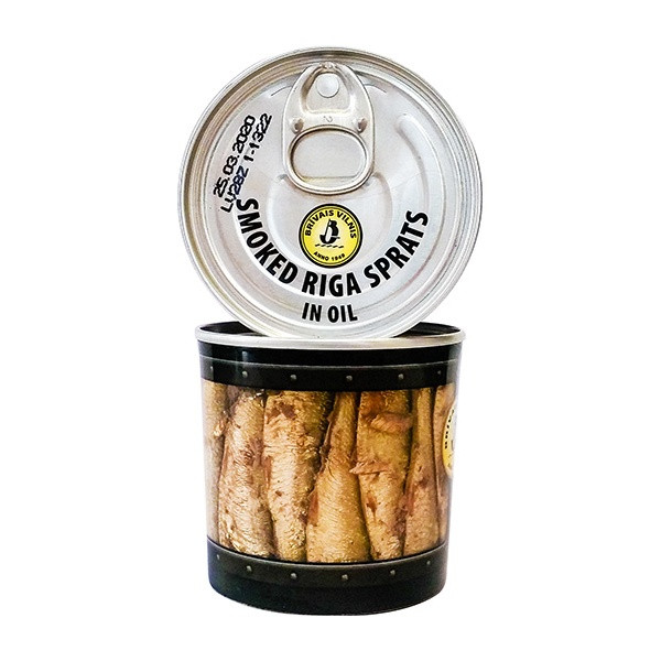 Brivais Vilnis Smoked Riga Sprats in Oil (Poluprop. Can) (24pcs/box) 1x240g