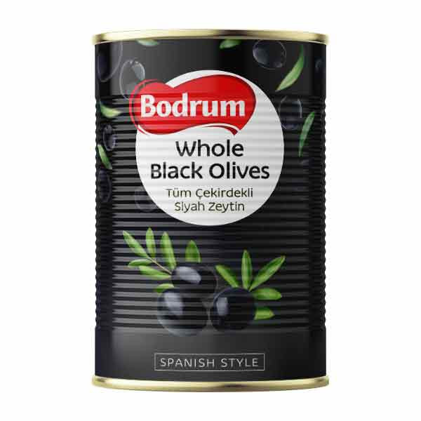 Bodrum Whole Black Olives Low Salt 100-120 Net 2.5kg 4x5kg